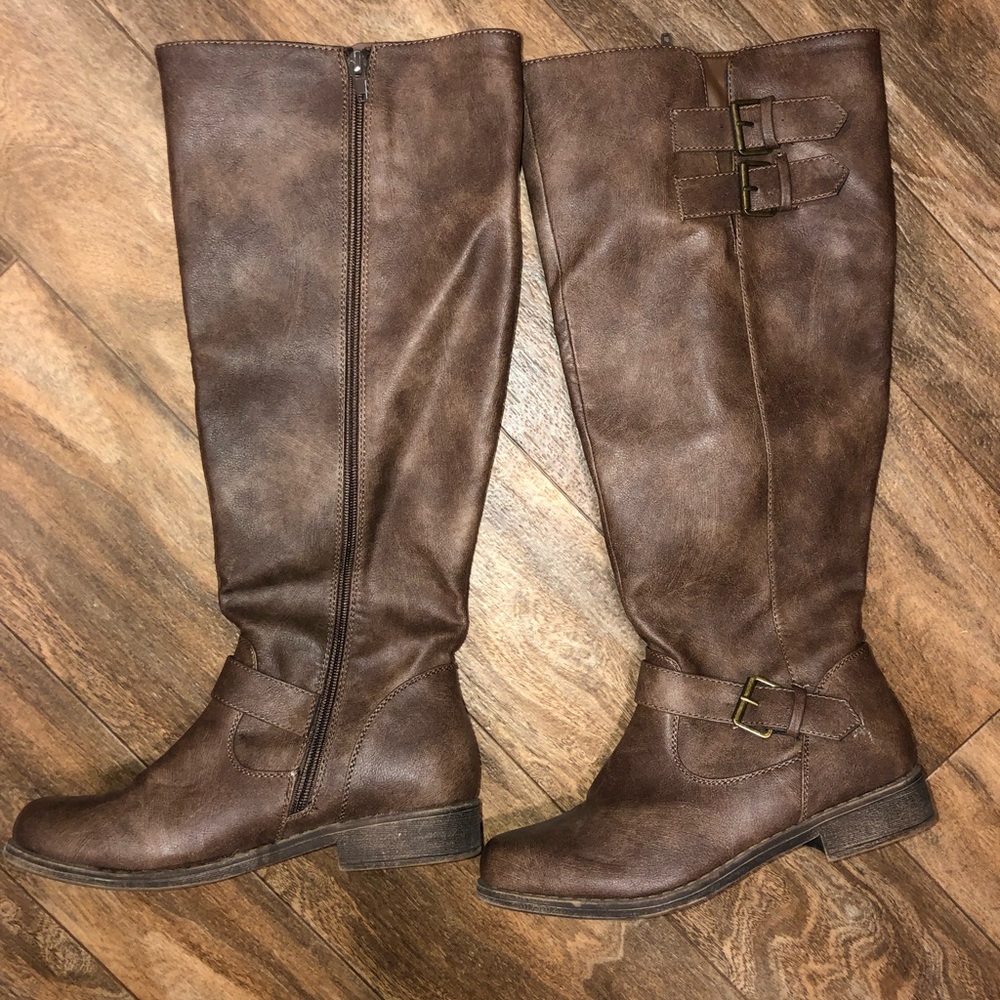 Brown riding boots